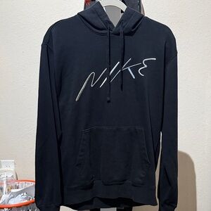 Nike Men's Black Hoodie with White Logo